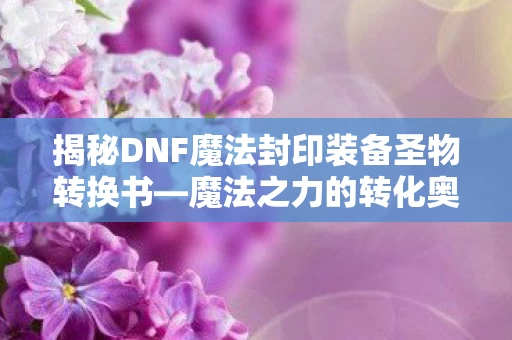 揭秘DNF魔法封印装备圣物转换书图片