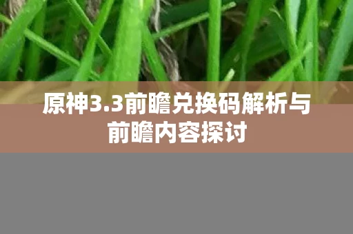 3前瞻兑换码解析与前瞻内容探讨图片