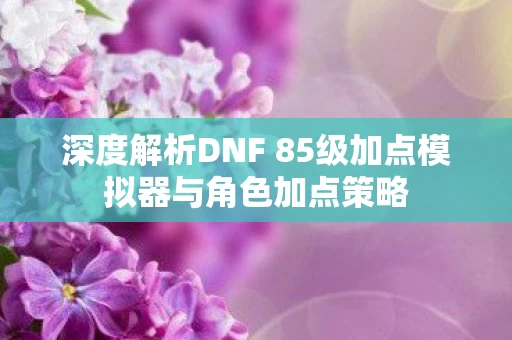 深度解析DNF 85级加点模拟器与角色加点策略图片