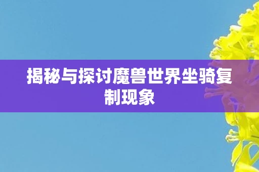 揭秘与探讨魔兽世界坐骑复制现象图片