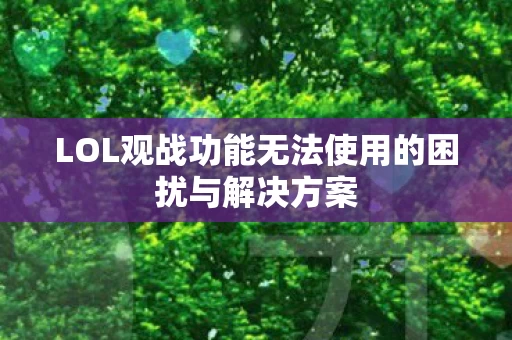 LOL观战功能无法使用的困扰与解决方案图片