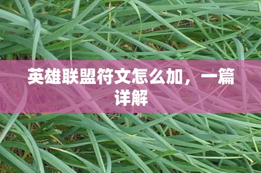 英雄联盟符文怎么加图片