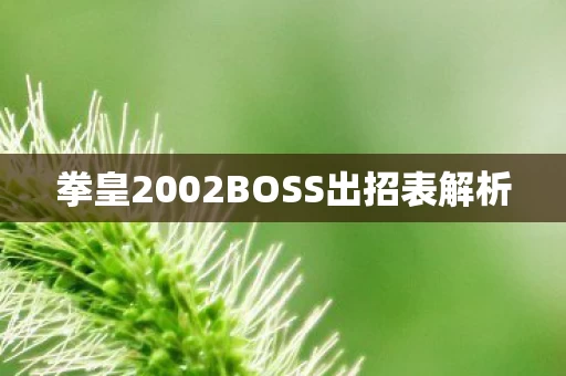 拳皇2002BOSS出招表解析图片