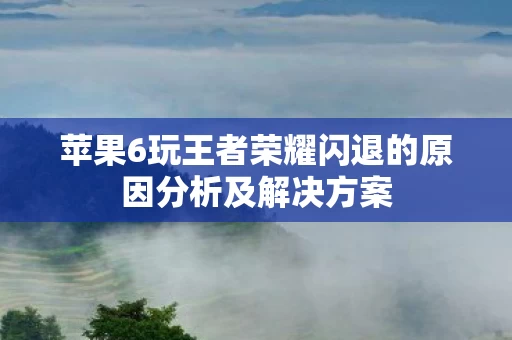苹果6玩王者荣耀闪退的原因分析及解决方案图片