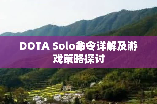 DOTA Solo命令详解及游戏策略探讨图片