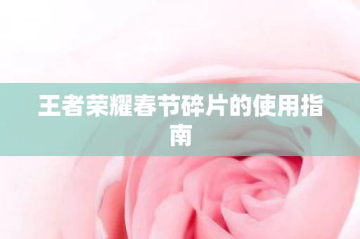 王者荣耀春节碎片的使用指南图片