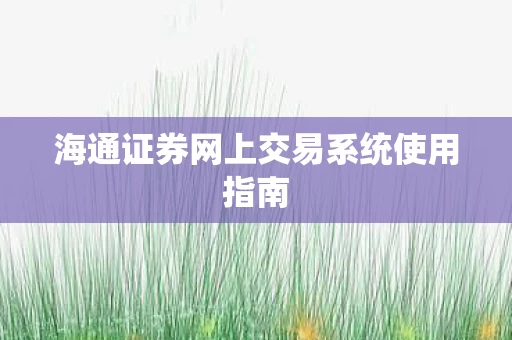 海通证券网上交易系统使用指南图片