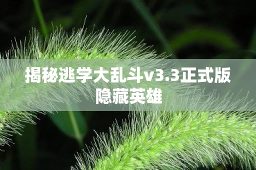 揭秘逃学大乱斗v3.3正式版隐藏英雄