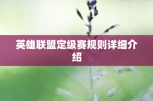 英雄联盟定级赛规则详细介绍图片