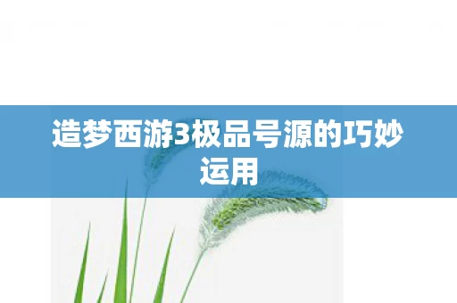 造梦西游3极品号源的巧妙运用图片