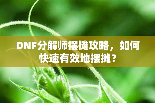 DNF分解师摆摊攻略图片