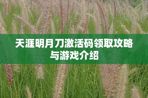 天涯明月刀激活码领取攻略与游戏介绍图片