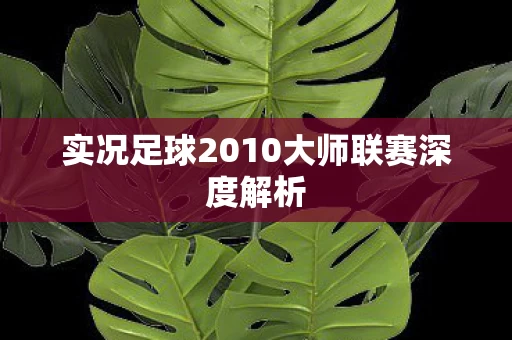 实况足球2010大师联赛深度解析图片