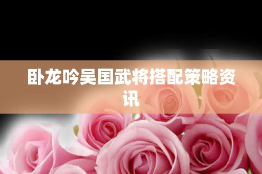 卧龙吟吴国武将搭配策略资讯