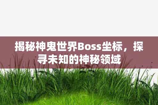 揭秘神鬼世界Boss坐标图片
