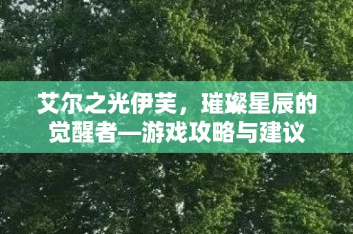 艾尔之光伊芙，璀璨星辰的觉醒者—游戏攻略与建议