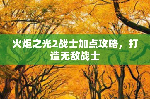 火炬之光2战士加点攻略，打造无敌战士