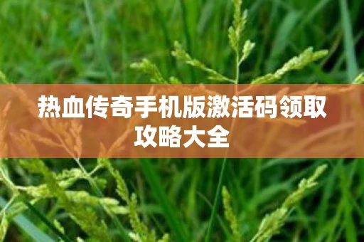 热血传奇手机版激活码领取攻略大全