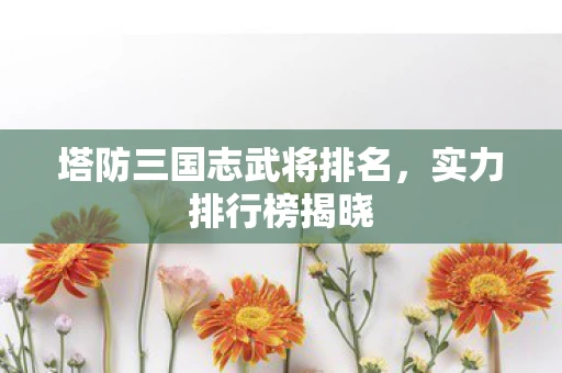 塔防三国志武将排名，实力排行榜揭晓