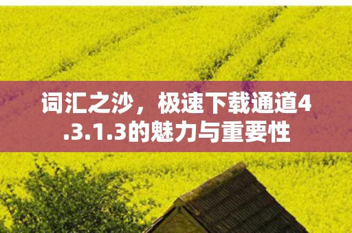 词汇之沙，极速下载通道4.3.1.3的魅力与重要性