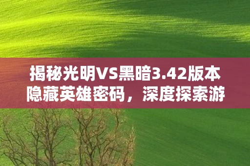 揭秘光明VS黑暗3.42版本隐藏英雄密码，深度探索游戏的内涵