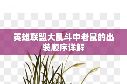 英雄联盟大乱斗中老鼠的出装顺序详解