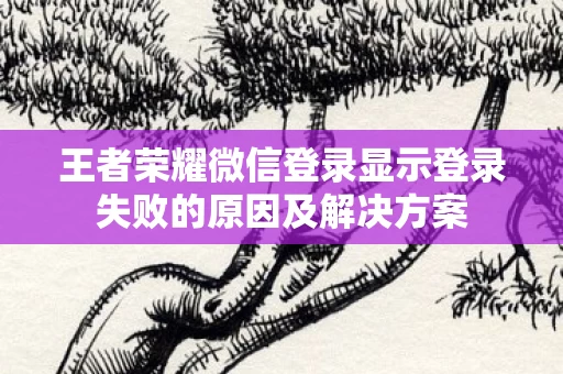 王者荣耀微信登录显示登录失败的原因及解决方案图片