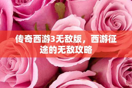 传奇西游3无敌版，西游征途的无敌攻略