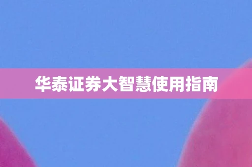 华泰证券大智慧使用指南