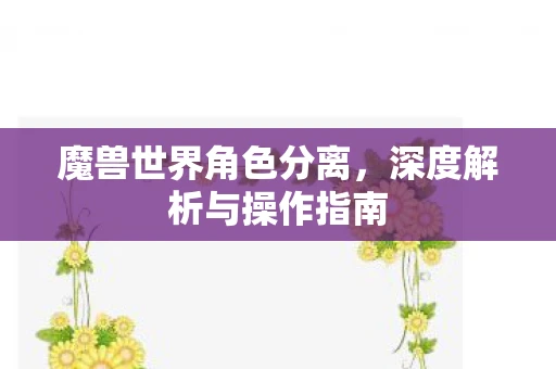 魔兽世界角色分离，深度解析与操作指南