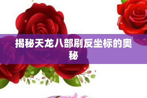 揭秘天龙八部刷反坐标的奥秘