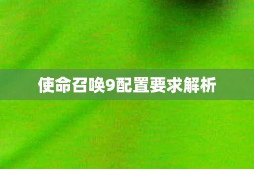 使命召唤9配置要求解析