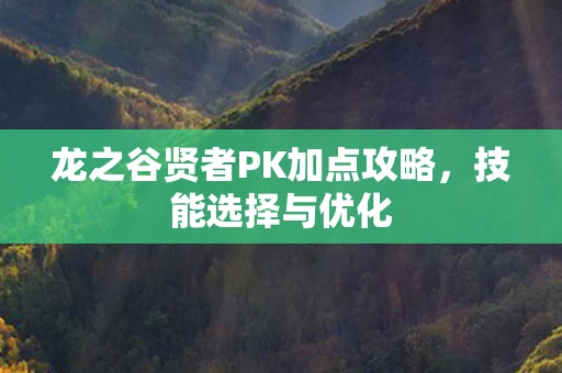 龙之谷贤者PK加点攻略，技能选择与优化