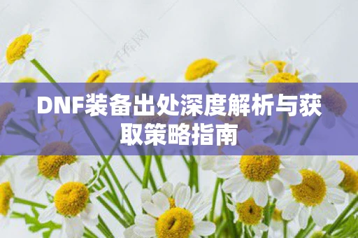 DNF装备出处深度解析与获取策略指南
