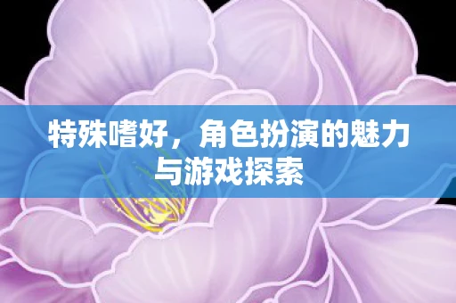 特殊嗜好，角色扮演的魅力与游戏探索