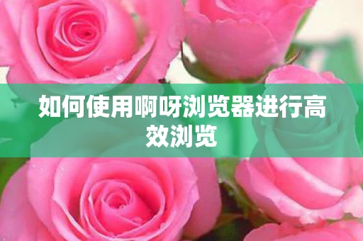 如何使用啊呀浏览器进行高效浏览