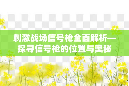 刺激战场信号枪全面解析—探寻信号枪的位置与奥秘