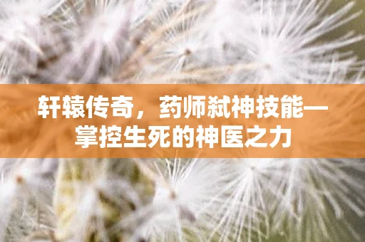 轩辕传奇，药师弑神技能—掌控生死的神医之力
