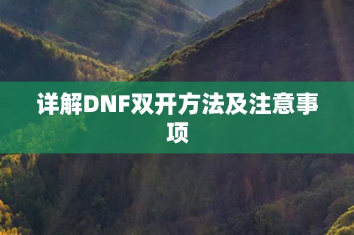 详解DNF双开方法及注意事项