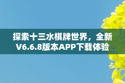 探索十三水棋牌世界，全新V6.6.8版本APP下载体验