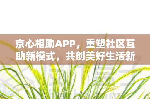 京心相助APP，重塑社区互助新模式，共创美好生活新篇章
