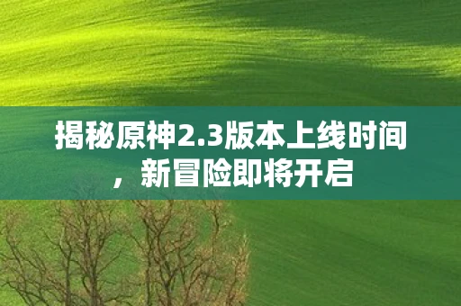 揭秘原神2.3版本上线时间，新冒险即将开启