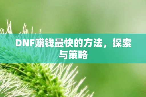 DNF赚钱最快的方法，探索与策略