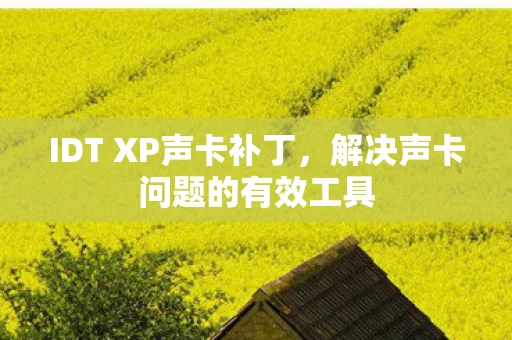 IDT XP声卡补丁，解决声卡问题的有效工具