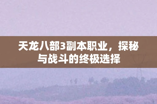 天龙八部3副本职业，探秘与战斗的终极选择