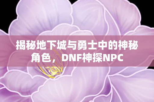 揭秘地下城与勇士中的神秘角色，DNF神探NPC
