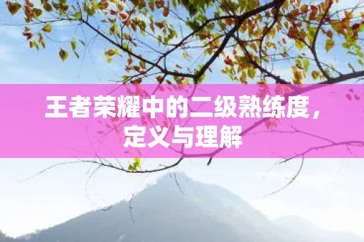 王者荣耀中的二级熟练度，定义与理解