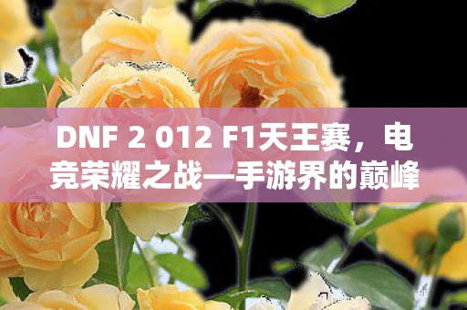 DNF 2 012 F1天王赛，电竞荣耀之战—手游界的巅峰对决