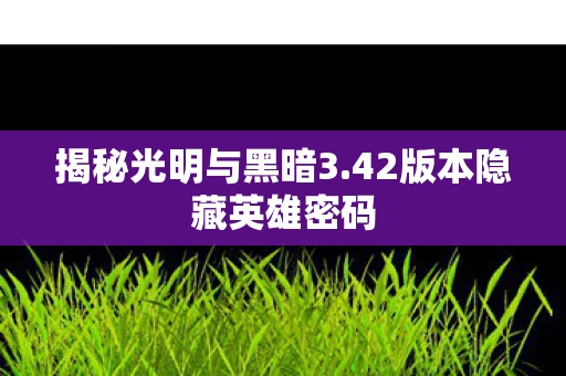 揭秘光明与黑暗3.42版本隐藏英雄密码