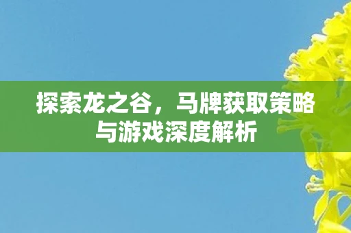 探索龙之谷，马牌获取策略与游戏深度解析